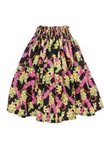 Anuenue (Pau) Plumeria Lei Black Poly Cotton Single Pau Skirt / 3 Bands