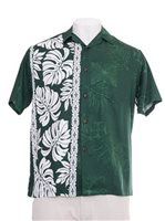 Hilo Hattie Prince Kuhio Forest & White Rayon Men's Hawaiian Shirt