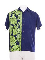 Hilo Hattie Prince Kuhio Navy & Lime Rayon Men's Hawaiian Shirt