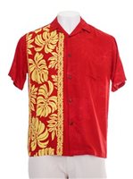 Hilo Hattie Prince Kuhio Red & Gold Rayon Men's Hawaiian Shirt