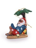 Santa Sitting By Tree Hawaiian  Ornament