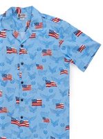 Aloha Republic United States Patriotics Blue Cotton Men's Hawaiian Shirt