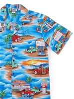 Aloha Republic Classic Moments Blue Cotton Men's Hawaiian Shirt