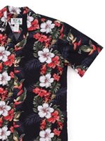 Ky's Hibiscus Panel Black Cotton Men's Hawaiian Shirt