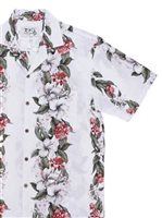 Ky's Hibiscus Panel White Cotton Men's Hawaiian Shirt