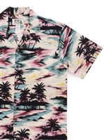 Ky's Beach & Palm Trees Beige Cotton Men's Hawaiian Shirt