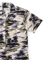 Ky's Beach & Palm Trees Grey Cotton Men's Hawaiian Shirt