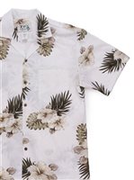 Ky's Hibiscus White Cotton Men's Hawaiian Shirt