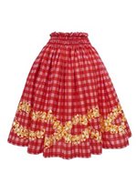 Anuenue (Pau) Plumeria Lei Palaka Red Poly Cotton Single Pau Skirt / 3 ...