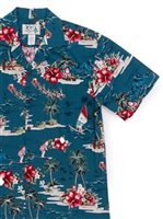 Ky's Christmas Teal Cotton Poplin Men's Hawaiian Shirt