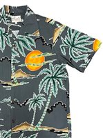 [Diamond Head Sportswear collection] Paradise Found Scenic Palm Charcoal Rayon Men's Hawaiian Shirt