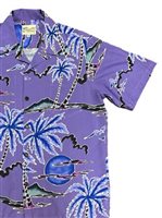 [Diamond Head Sportswear collection] Paradise Found Scenic Palm Purple Rayon Men's Hawaiian Shirt