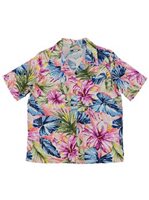 Paradise Found Painted Hibiscus Pink Rayon Women's Hawaiian Shirt