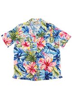 Paradise Found Painted Hibiscus Peri Rayon Women's Hawaiian Shirt