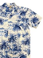 Waimea Casuals Waikiki Beach Blue Cotton Men's Hawaiian Shirt