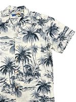 Waimea Casuals Waikiki Beach Gray Cotton Men's Hawaiian Shirt