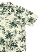 Waimea Casuals Waikiki Beach Green Cotton Men's Hawaiian Shirt