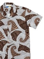 Waimea Casuals Waves Brown Cotton Men's Hawaiian Shirt