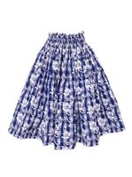 Anuenue (Pau) Hibiscus Palaka Navy Poly Cotton Single Pau Skirt / 3 Bands