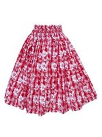 Anuenue (Pau) Hibiscus Palaka Red Poly Cotton Single Pau Skirt / 3 Bands