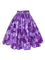 Anuenue (Pau) Protea, Plumeria & Monstera Leaf Purple Poly Cotton Single Pau Skirt / 3 Bands