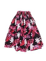 Anuenue (Pau) Tiare Blaze Black & Pink Poly Cotton Single Pau Skirt / 3 Bands