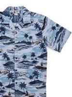 Aloha Republic Discovery Hawaii Blue Cotton Men's Hawaiian Shirt