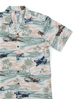 Aloha Republic Diamond Head Palm Sage Cotton Aloha Republic / AREP Diamond Head Palm Sage Cotton Men's Hawaiian Shirt