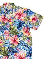 Paradise Found Painted Hibiscus Blue Men's Hawaiian Shirt