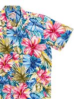 Paradise Found Painted Hibiscus Teal Men's Hawaiian Shirt