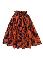 Anuenue (Pau) Monstera Lover Navy & Brown Poly Cotton Single Pau Skirt / 3 Bands