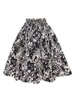 Anuenue (Pau) Hibiscus & Plumeria Black Poly Cotton Single Pau Skirt / 3 Bands