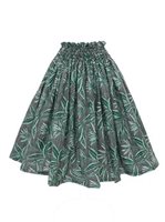 Anuenue (Pau) Bird of Paradise Green Poly Cotton Single Pau Skirt / 3 Bands