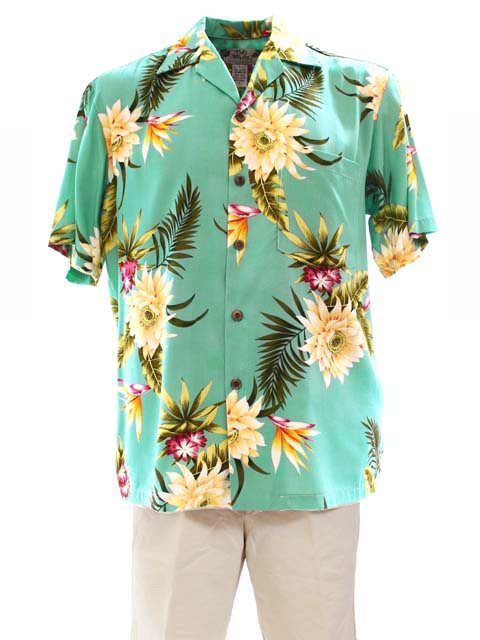 Two Palms Ceres Green Rayon Men's Hawaiian Shirt