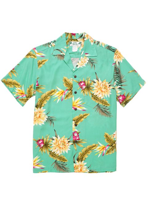 Two Palms Ceres Green Rayon Men's Hawaiian Shirt | AlohaOutlet