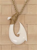 Hawaiian Maori Bone Fish Hook Necklace Large