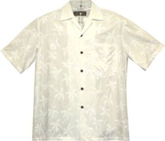 Two Palms Palm Tree White Rayon Men's Hawaiian Shirt | AlohaOutlet