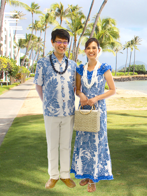 ハワイアン ムームー アロハシャツ ペアセット 結婚式 ウェディング-